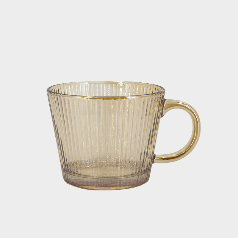 茶色波紋玻璃杯